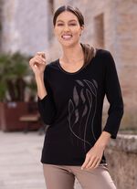 Shirt mit 3/4-langen Ärmeln SCHWARZ