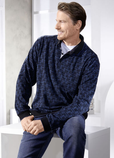 Poloshirt mit Strickkragen 