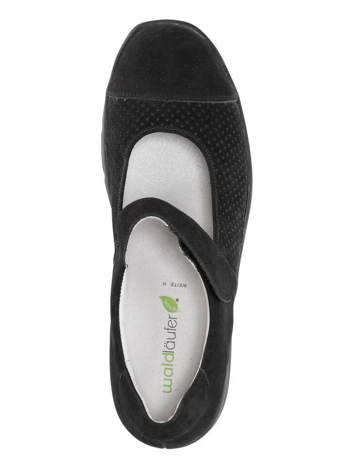 Waldl&auml;ufer Spangenschuh aus teilweise gelochtem Leder SCHWARZ