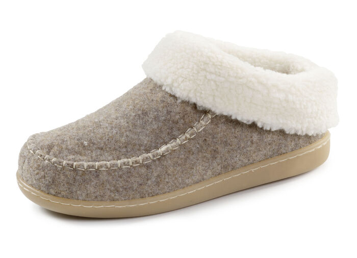 Laurina Hausschuh mit kuscheligem Plüschkragen TAUPE