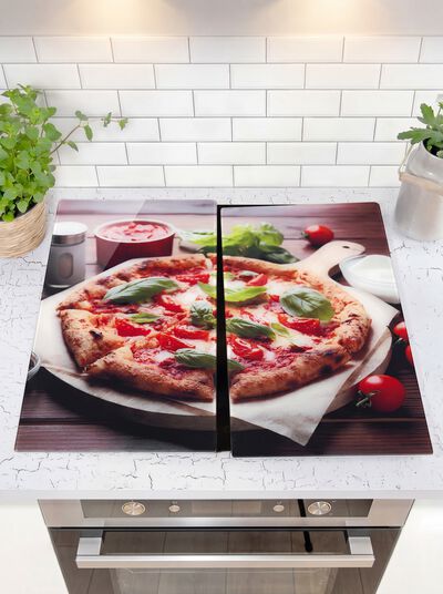 Herdabdeckplatten aus Glas, 2er-Set 