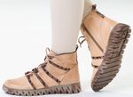 Gemini, trendige Damen-Stiefeletten, Winterschuhe, Weite G, mit herausnehmbarem Fu&szlig;bett HELLBEIGE