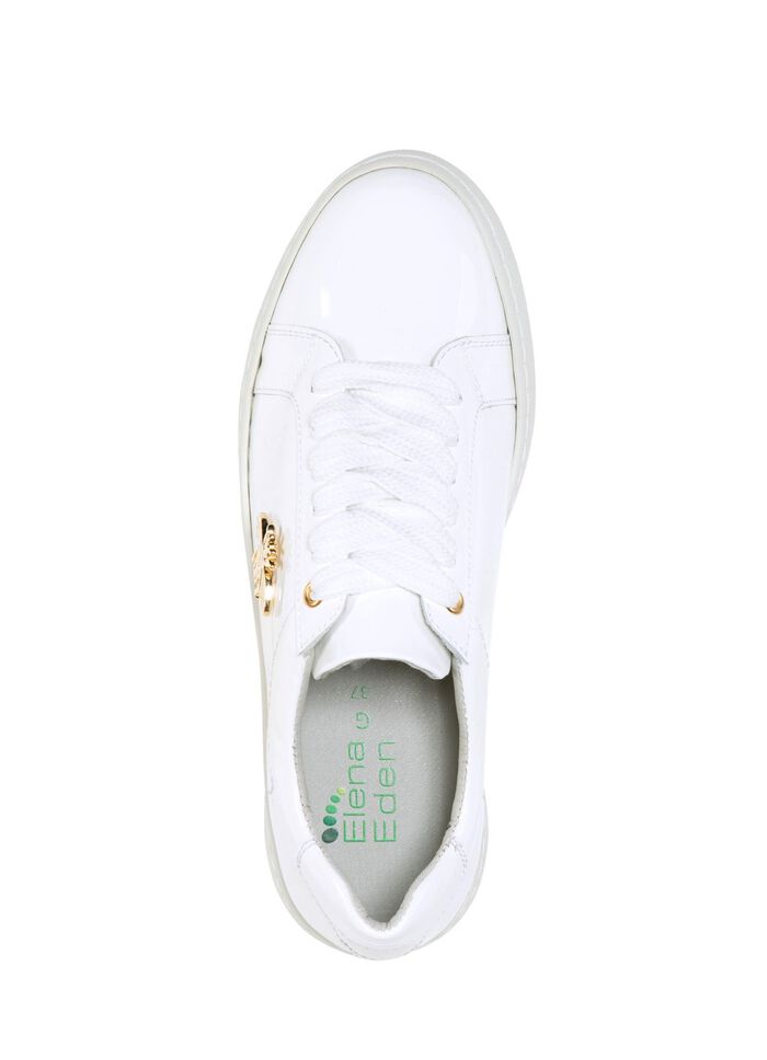 ELENA EDEN Sneaker aus Lackleder mit edlem Metallschmuck WEISS