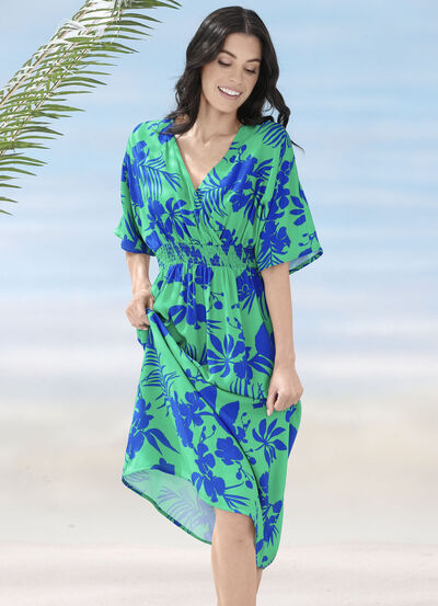 Laurina Kleid mit überschnittenem V-Ausschnitt 