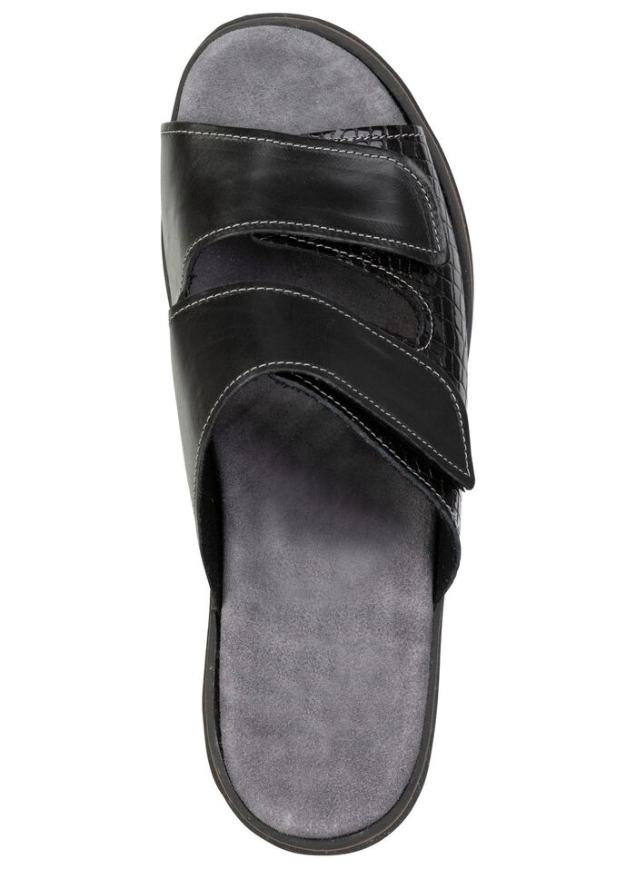 Komfortable Damen-Pantoletten, Weite K, mit Klettverschluss 