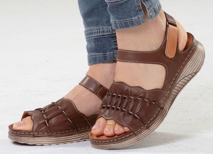 Gemini, leichte Damen-Sandalen, Weite G, aus Leder BRAUN
