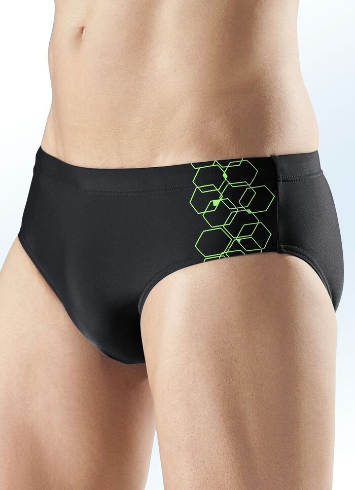 Naturana Badehose in Slipform mit platziertem Druckdessin 