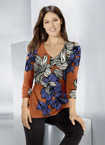 Shirt mit abgerundetem V-Ausschnitt 