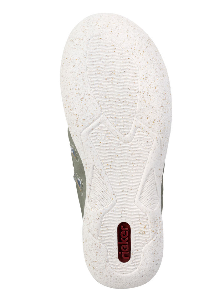 Rieker Slipper aus weichem Nubukmaterial SCHILFGR&Uuml;N-BUNT