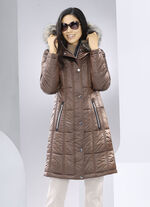 Kurzmantel mit abnehmbarem Kunstpelz-Besatz 