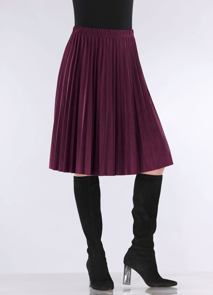 Plissee-Rock in topaktueller Wildleder-Oprik 