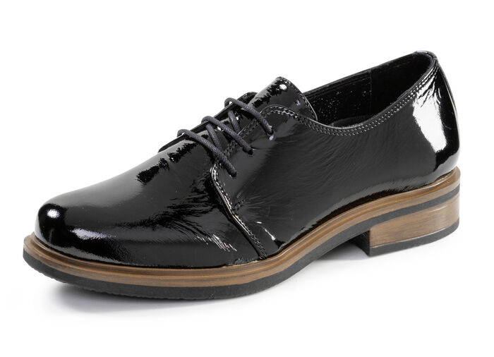 Andrea Conti Schn&uuml;rschuh aus edlem Knautschlackleder SCHWARZ