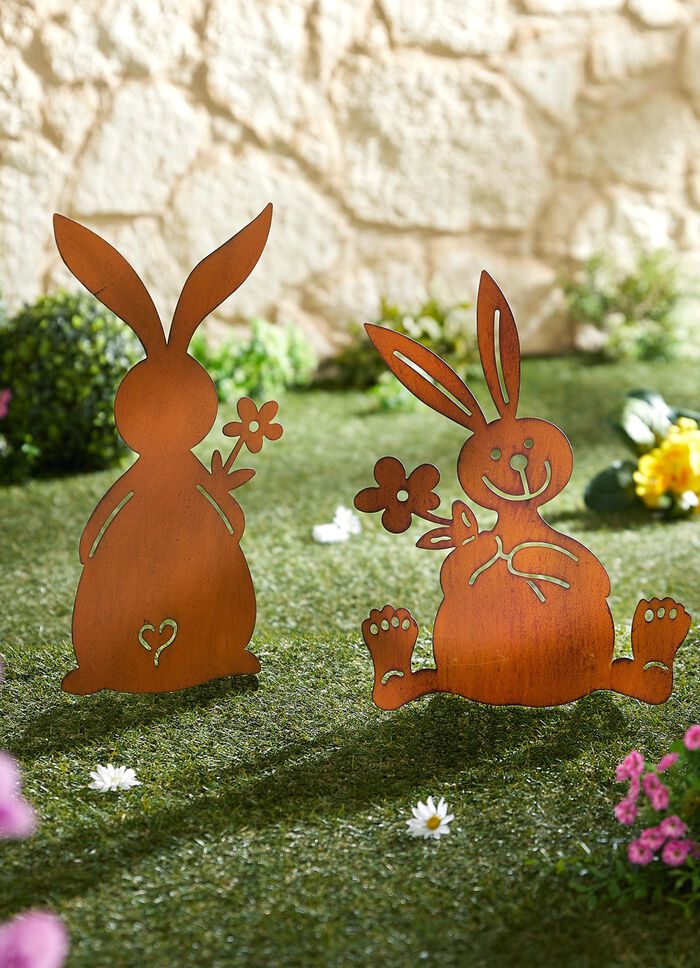 Gartenstecker "Osterhasen", 2er-Set 