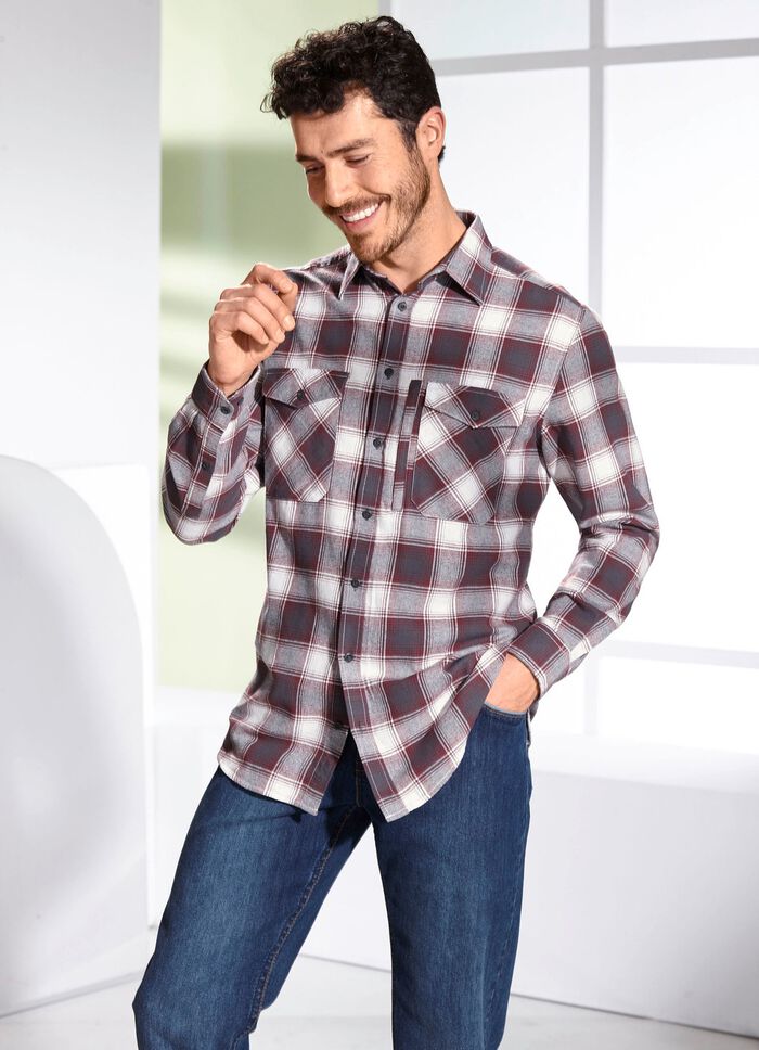  Kariertes Hemd in 2 Farben BORDEAUX-GRAU KARIERT