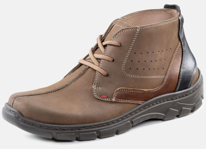 Schnür-Boot aus Nubukleder BRAUN-SCHWARZ