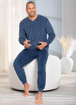 Schlafanzug aus Frottierstretch mit B&uuml;ndchenabschl&uuml;ssen 