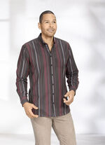 Gestreiftes Hemd aus Feinflanell BRAUN-ROT-WEISS