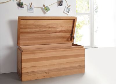 Massivholz Truhe mit gerundeten Ecken und Kanten 