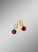 Ohrringe mit echtem Wei&szlig;topas und echtem Granat 