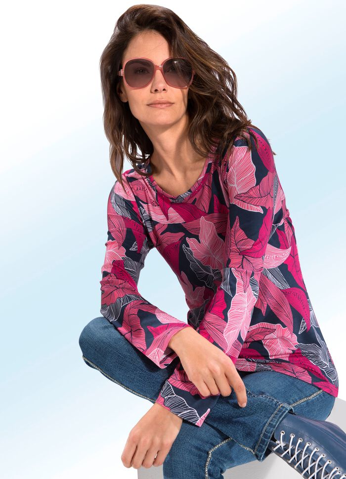 Shirt mit sch&ouml;ner Strasszier PINK-MARINE-BUNT