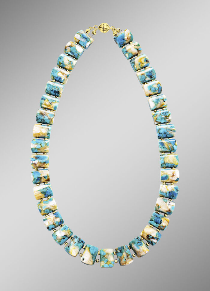 Halskette mit beh. T&uuml;rkis und beh. Perlmutt 