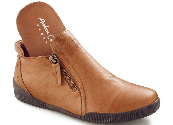 Andrea Conti, sportliche Damen-Boots, mit herausnehmbarem Fu&szlig;bett COGNAC