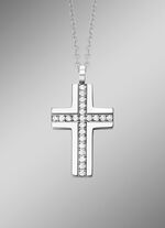 Klassischer Kreuz-Anh&auml;nger mit synth. Zirkonia 