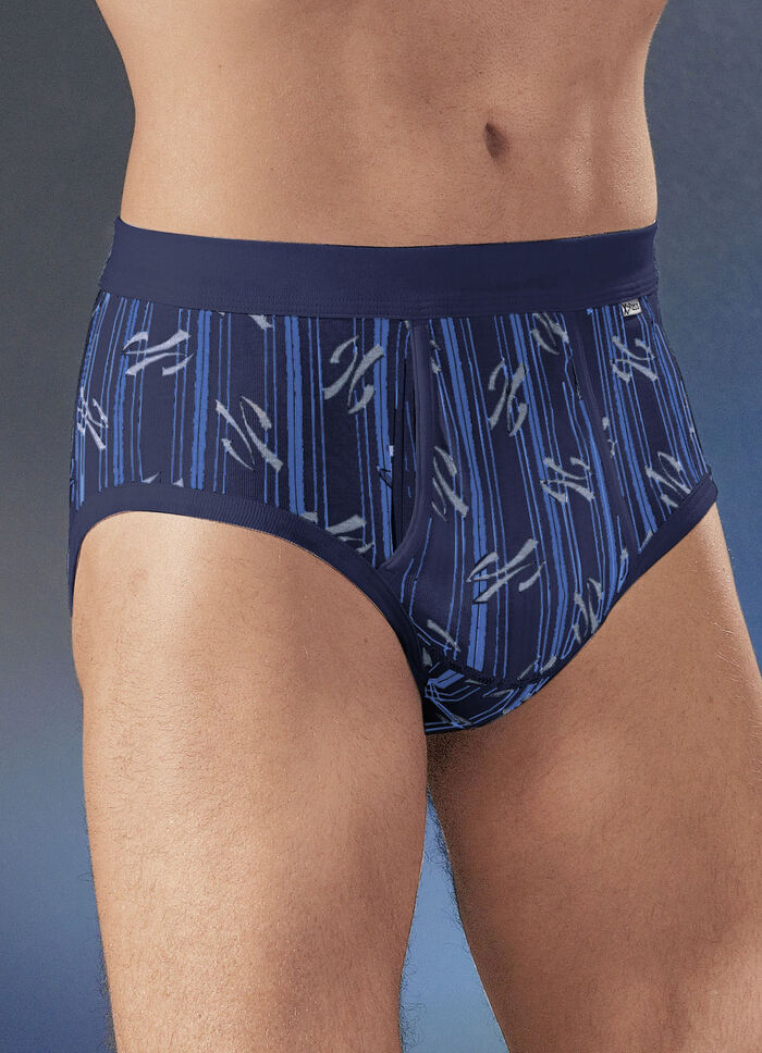 Viererpack Slips aus Feinripp mit Eingriff, bunt dessiniert 