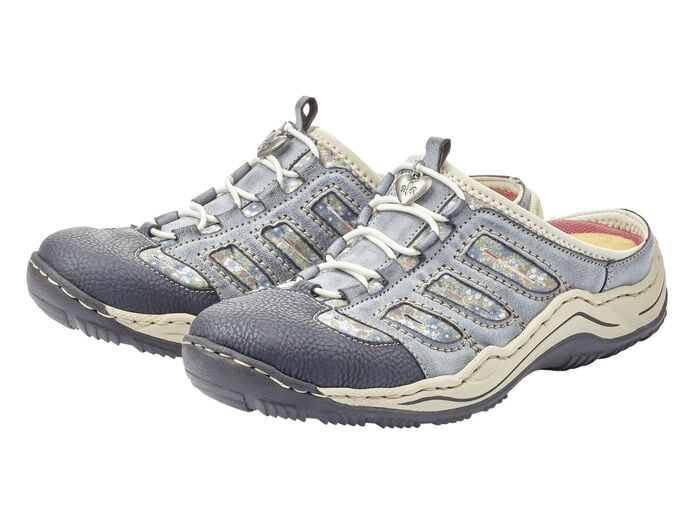 Rieker, klassische Damen-Clogs, mit Elastik-Zierschn&uuml;rung JEANS-BEIGE