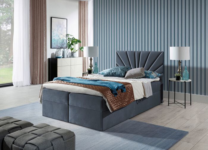 Boxspringbett mit abnehmbaren Topper ANTHRAZIT