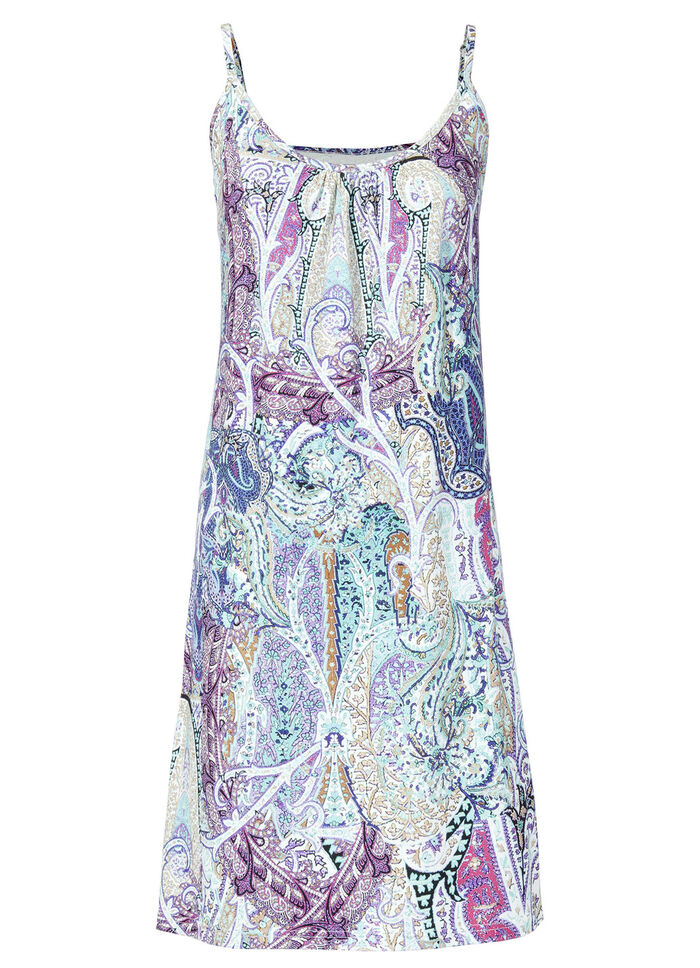 Laurina Kleid mit farbbrillantem Druckdessin und Spaghettiträgern 
