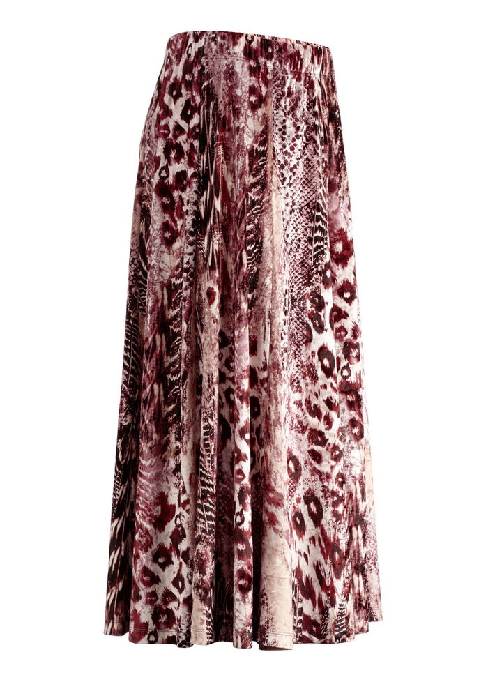 Bahnenrock mit farbbrillantem Inkjet-Druck BORDEAUX-ROSA-BEIGE