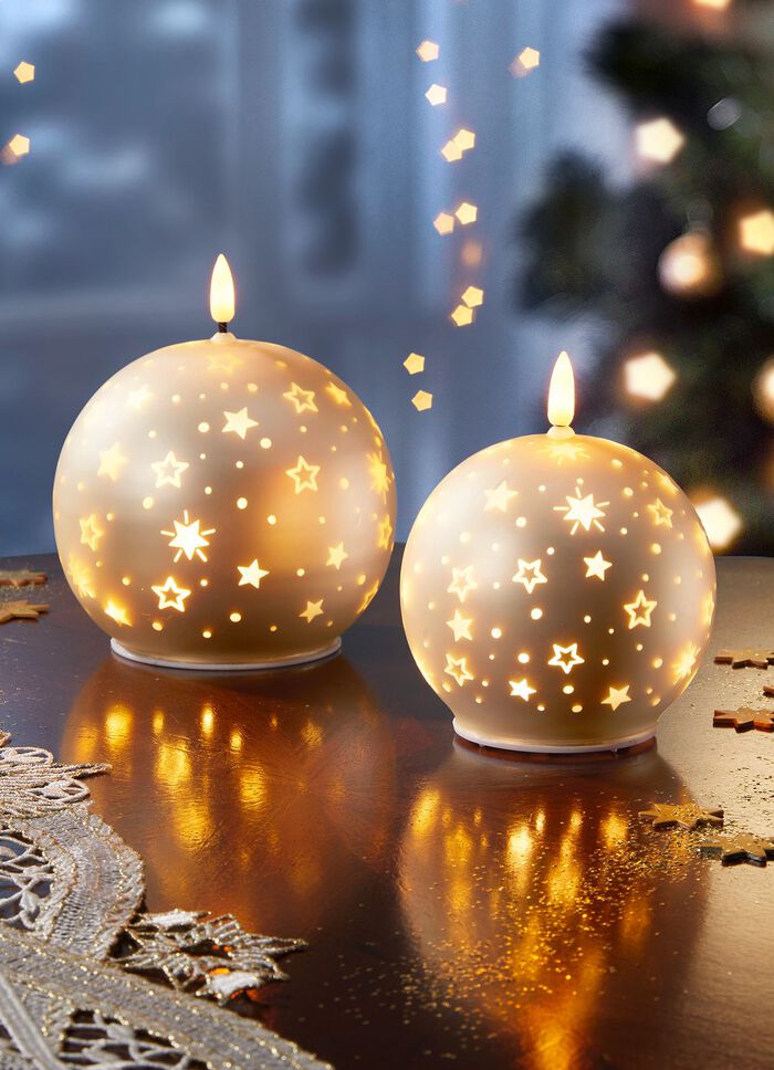 LED-Kerzen mit Sternen-Motiv, 2er-Set GOLD