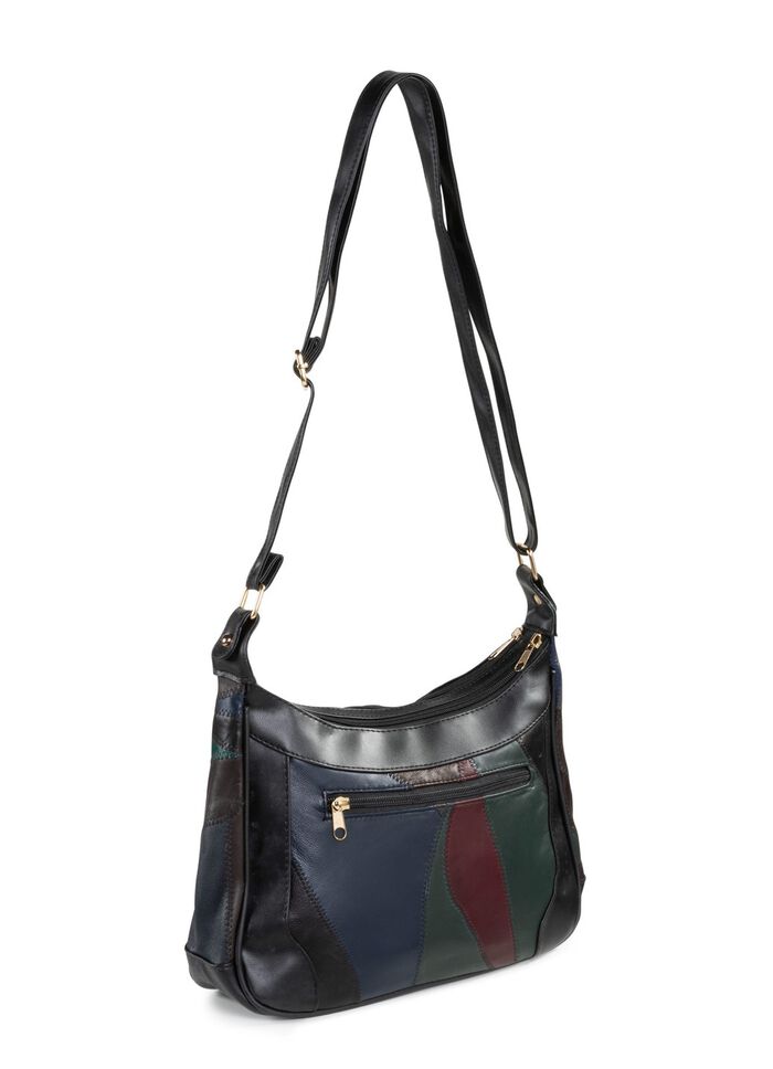 Patchwork-Tasche aus Nappaleder mit Synthetik-Eins&auml;tzen 