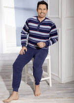 Schlafanzug aus Frottierstretch, mit Knopfleiste und Bündchenabschlüssen 