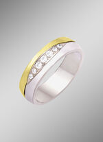 Damenring in Bicolor mit synth. Zirkonia 