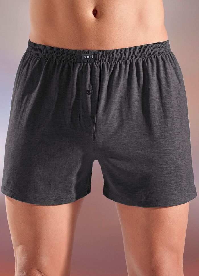 F&uuml;nferpack Boxershorts aus BIO-Baumwolle mit Eingriff, uni und meliert 3X MARINE, 2X ANTHRAZIT MELIERT