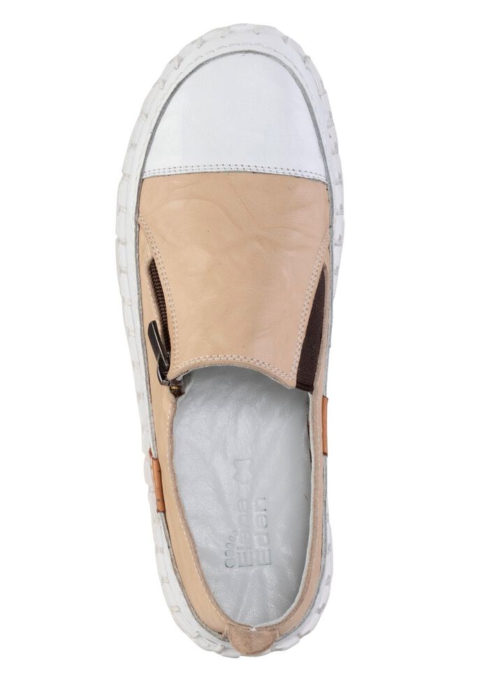 ELENA EDEN Slipper mit Knitter-Struktur SAND-WEISS