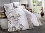 Bettw&auml;sche-Garnitur bezaubernde Rosendessin GRAU