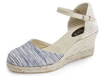 Sandalette aus Textilmaterial ECRU-BLAU