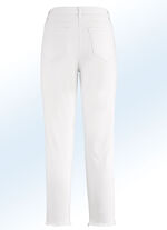 Hose in 7/8-Länge mit interessantem Fransenabschluss ECRU