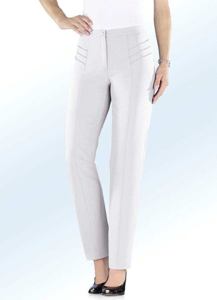 Hose mit hübscher Biesenzier ECRU