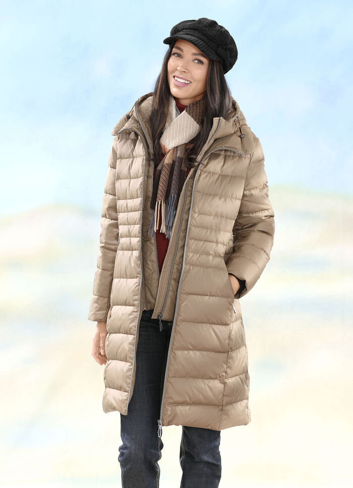Daunen-Kurzmantel mit Rei&szlig;verschlussleiste 