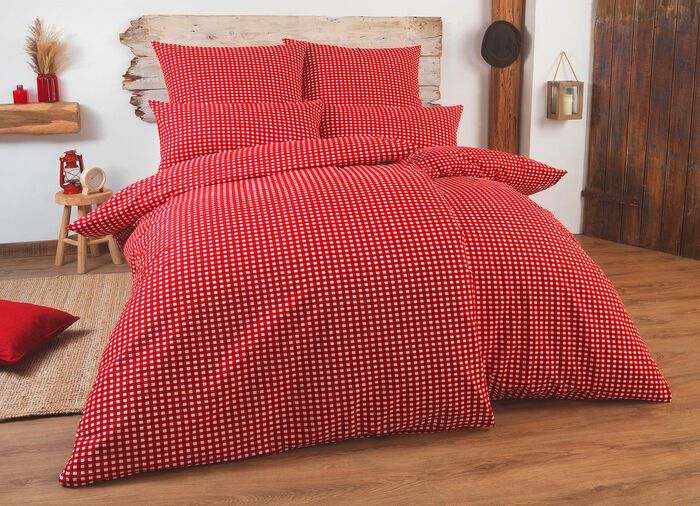Bettwäsche-Garnitur mit Reißverschluss ROT