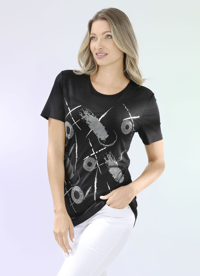 Shirt mit silberfarbenem Kontrast-Druck 