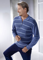 Polopullover mit kurzem Rei&szlig;verschluss in 2 Farben JEANSBLAU