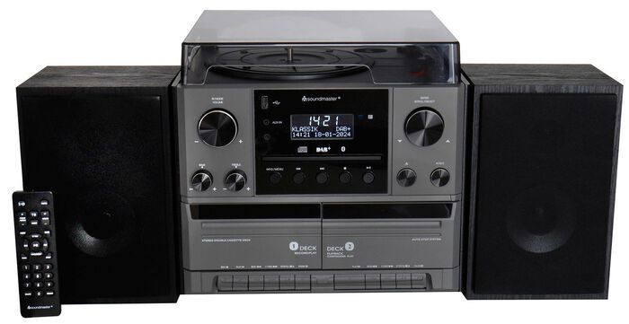 Nostalgie-Stereoanlage mit Fernbedienung SCHWARZ