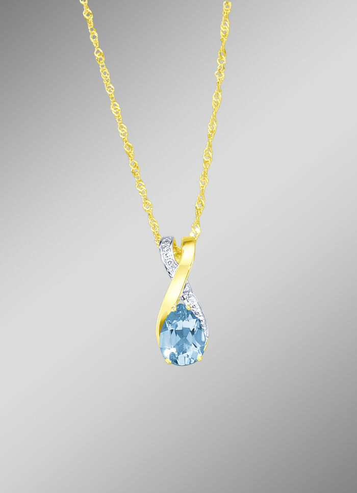 Anh&auml;nger mit Brillanten und echt Blautopas 