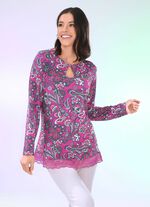 Shirt mit interessanter Ausschnittverarbeitung in 2 Farben FUCHSIA-GRÜN