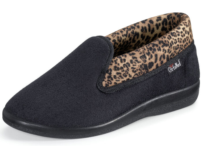 Hausschuh mit anatomisch geformten Fußbett SCHWARZ-BRAUN